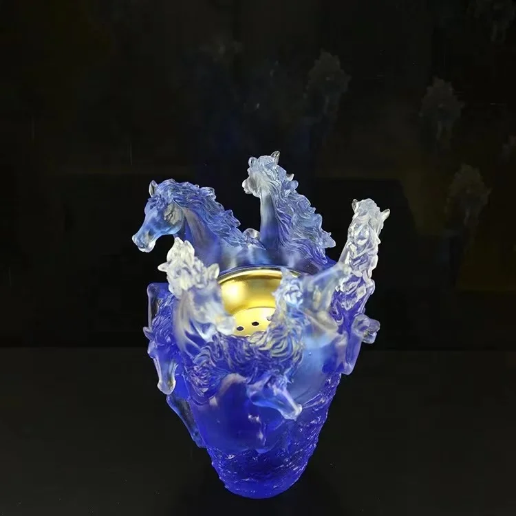 

Oriental High-end Crystal Artwork Desktop Pendant ArabianHomeDecoration Rose Flower Design Vase Stained GlassFlower Pot Luxury G