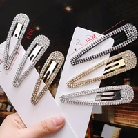 hot selling fashion women hair accessories crystal hair clips rhinestone geometric barrette hairpins for girls