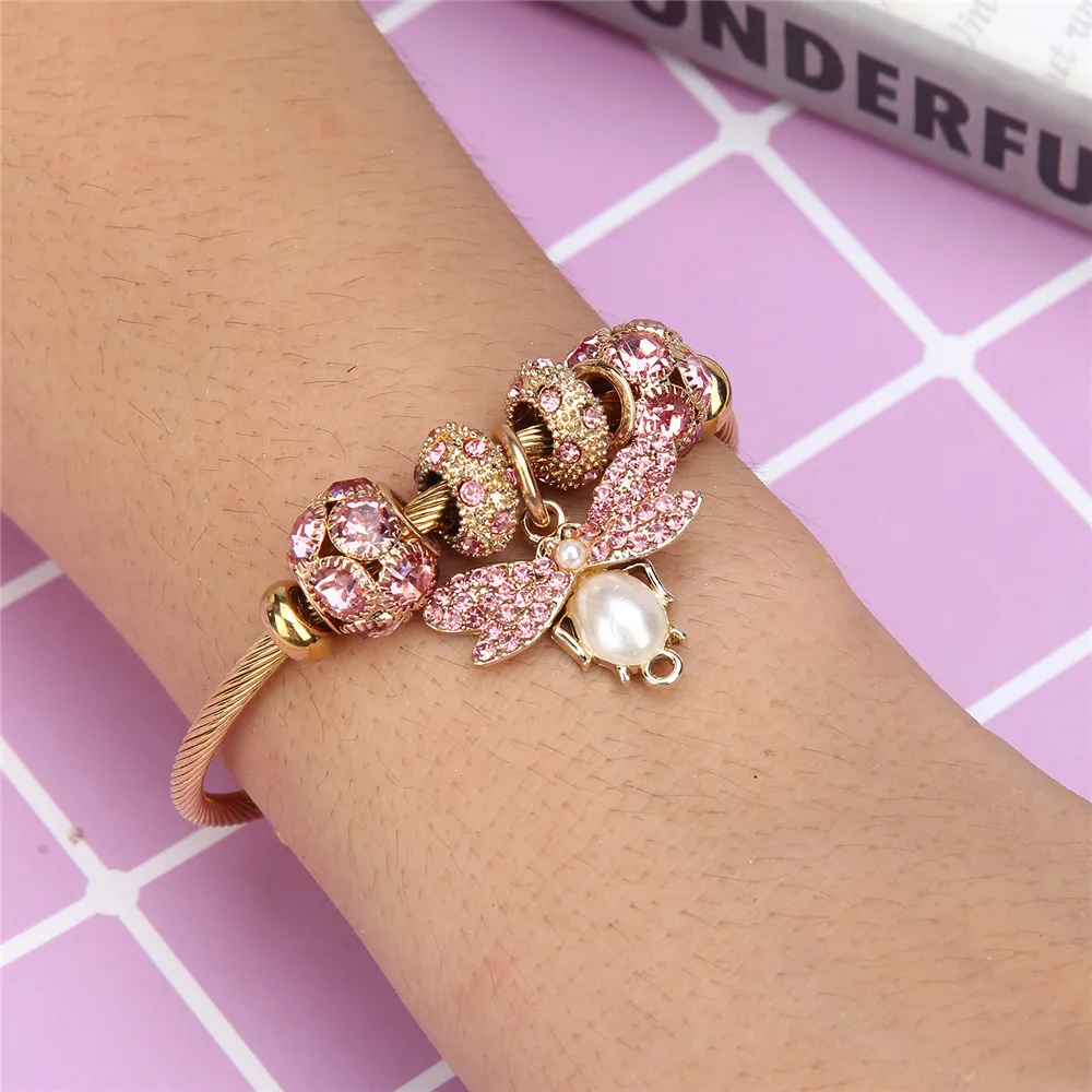 Женский браслет-талисман в виде стрекозы из нержавеющей стали | Украшения и