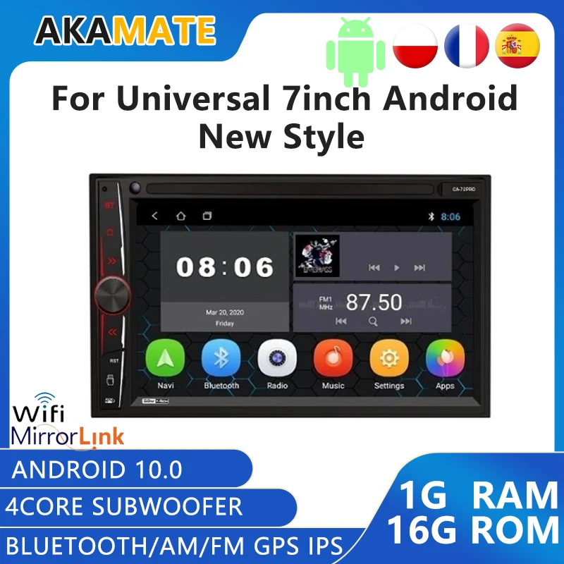 

2 din Android 10.0 Car Radio Car Vdeo Players FM/AM Bluetooth GPS MP5 Player 1 16G 2 Din Stereo Receiver Android Radio