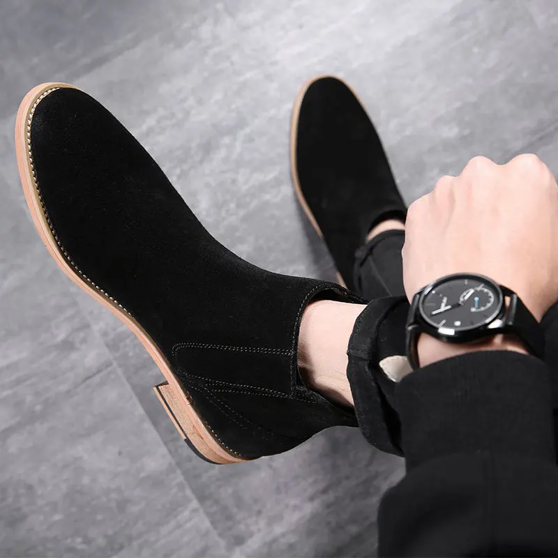 Ботильоны мужские из натуральной кожи модные ботинки челси в английском стиле