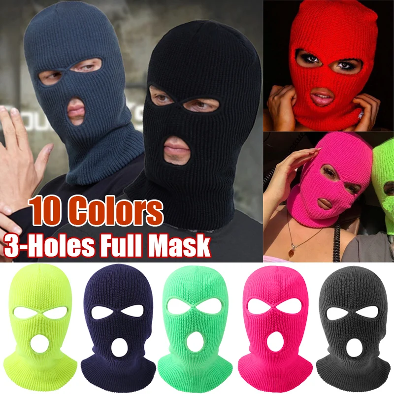 

Ski Mask Knitted Face Cover Balaclava Full Face Mask for Winter Warm Outdoor Sports CS Winter Three 3 Hole Balaclava Knit Hat