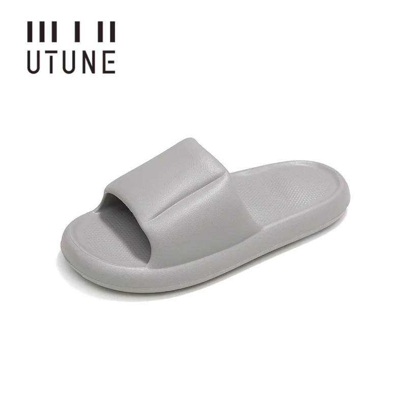 

UTUNE Летние мужские тапочки , массажные шлепанцы, Нескользящие, для отдыха, женские сандалии для ванной, серого цвета