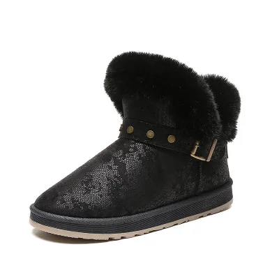 Лидер продаж Зимние сапоги Женские с заклепками и пушистым носком на плоской