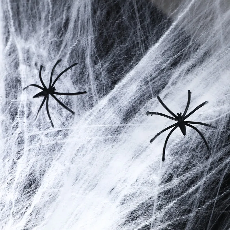 

Halloween Decoration Artificial Spider Web Scary Party Scene Props White Stretchy Cobweb Horror for Home Decoration Accessories