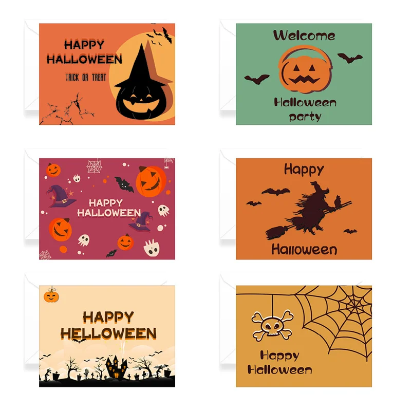 6 шт./лот 3D Творческая поздравительная открытка на Хэллоуин мультяшная