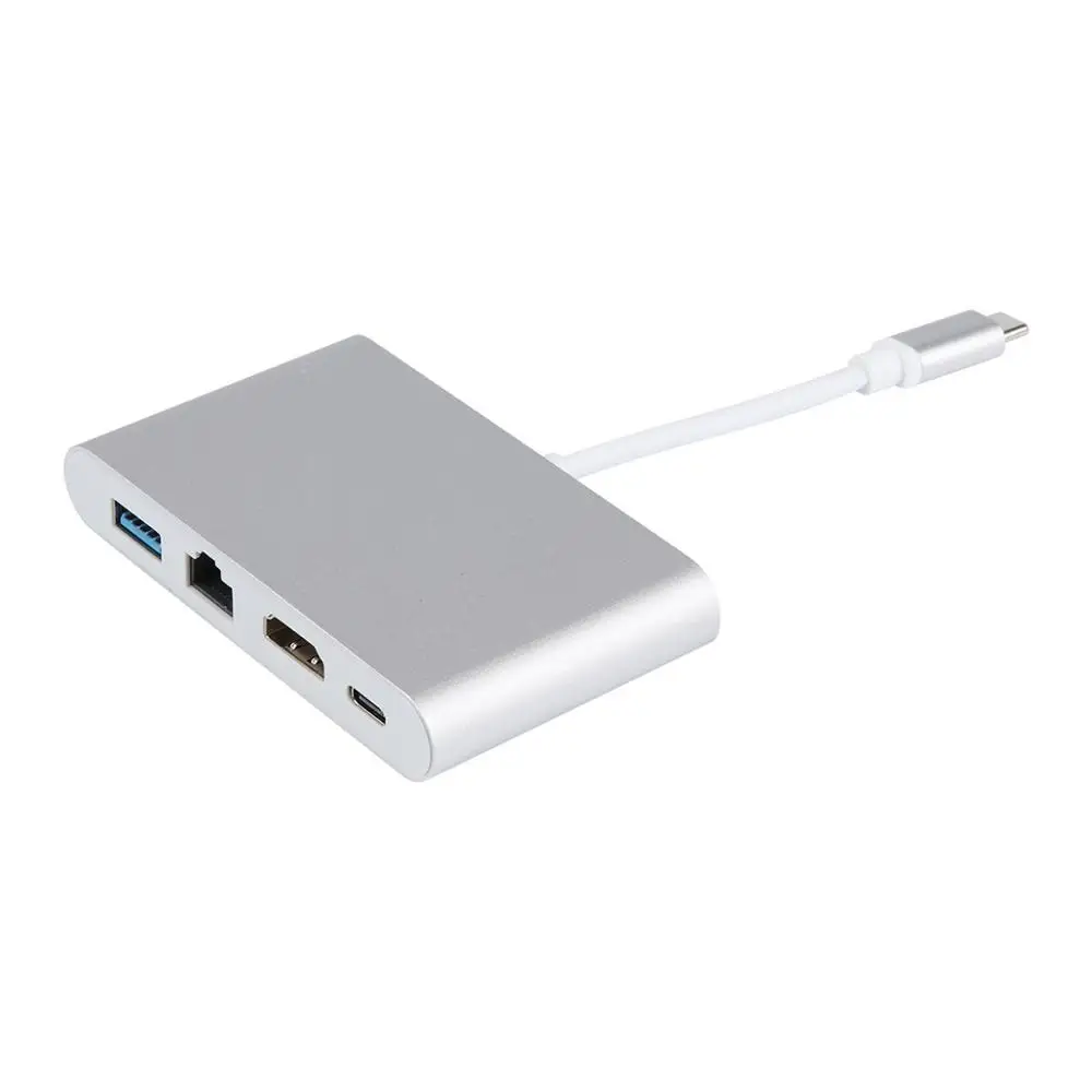 4 в 1 Тип USB C на HDMI 4K + Gigabit Ethernet (RJ45 Порты и разъёмы) 3 0 TypeC разъёмы с ножными