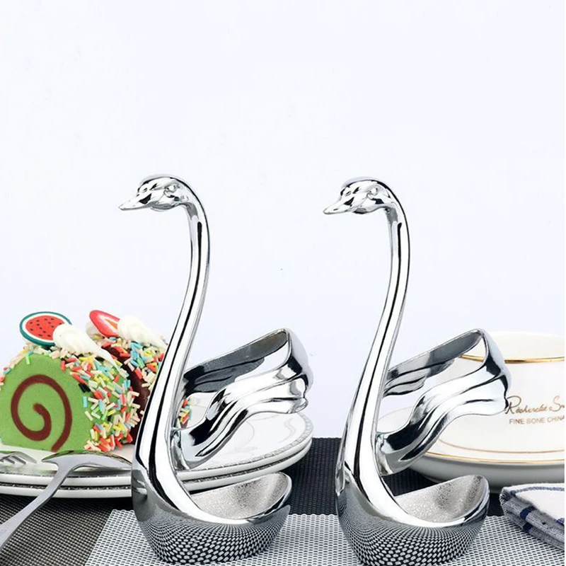 

Alloy Swan-shaped Tableware Holder Modern Art Dinnerware Organizer for Spoon Fork Chopsticks Kitchen Accessory Slivery P