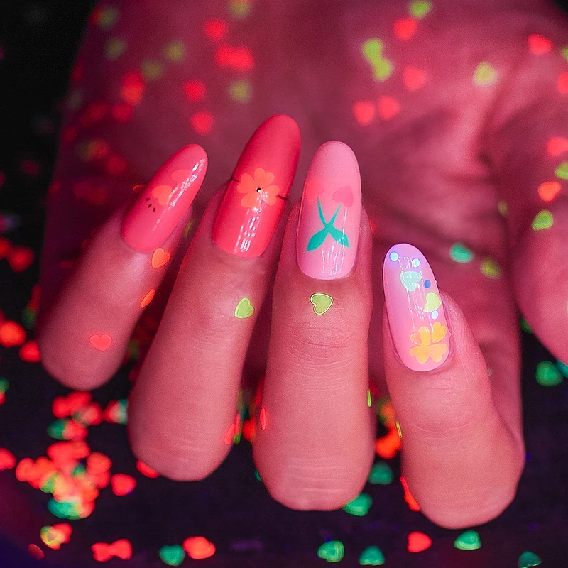 Неон фосфор голографический флуоресцентный Блестящий Порошок для ногтей