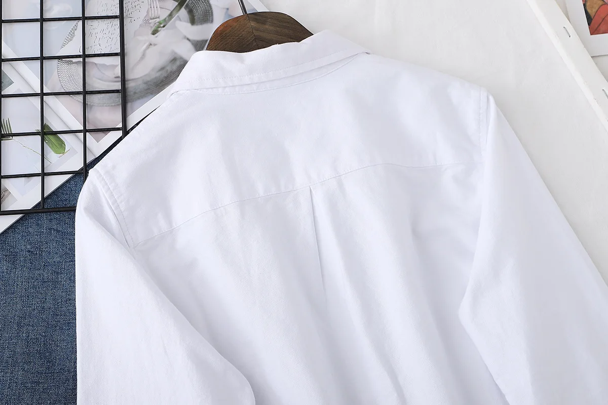 

Autumn 2020 New Solid Color Shirt Women's Cotton Long-Sleeved Base Shirt White Shirt Korean-Style Cardigan clothing women