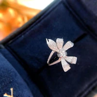 female money inlay zircon silver ring charming gorgeous butterfly bow luxury jewelry adjustable for photos and gift giving