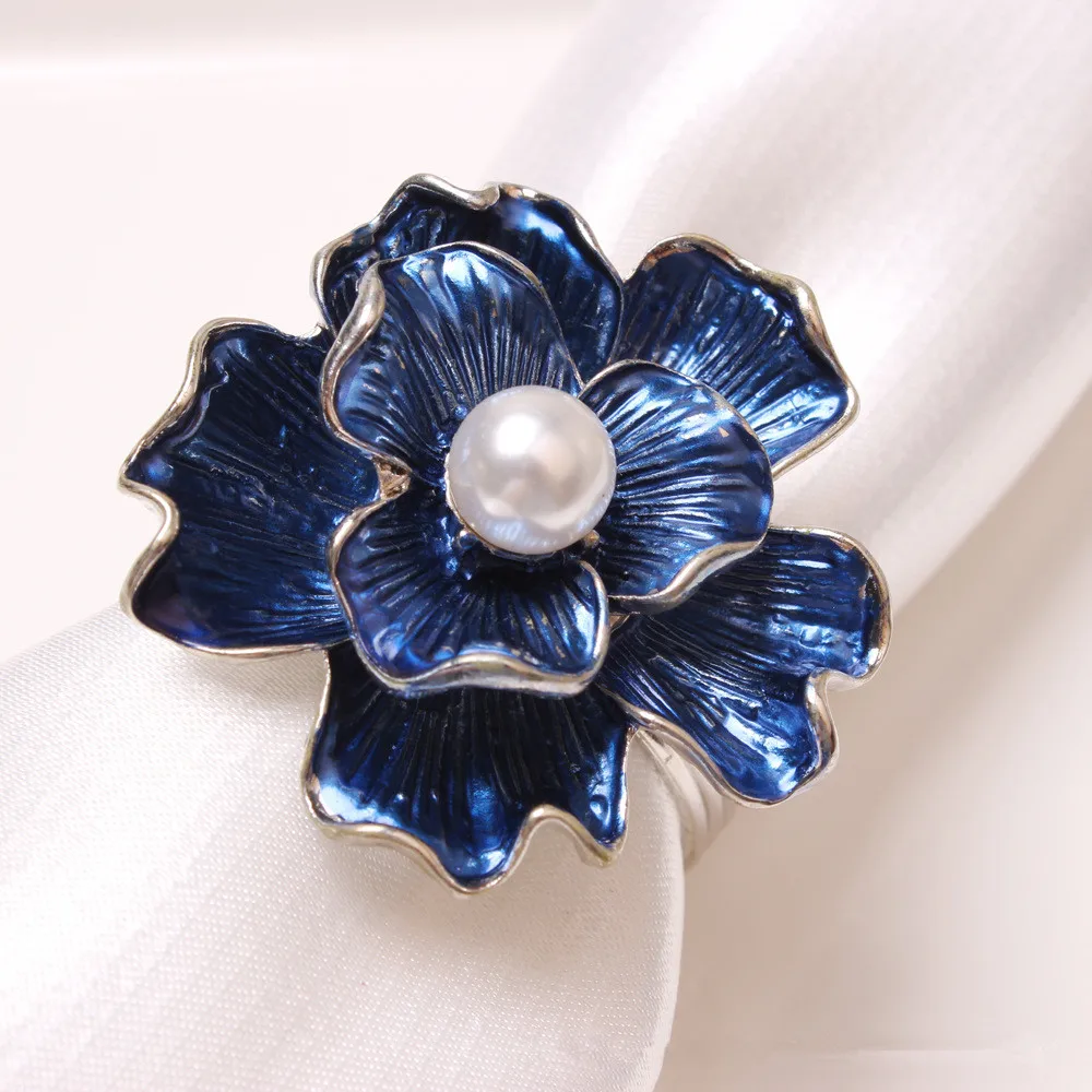 

8PCS/camellia pearl napkin ring table top decoration for family gathering, hotel wedding, western food etiquette decoration