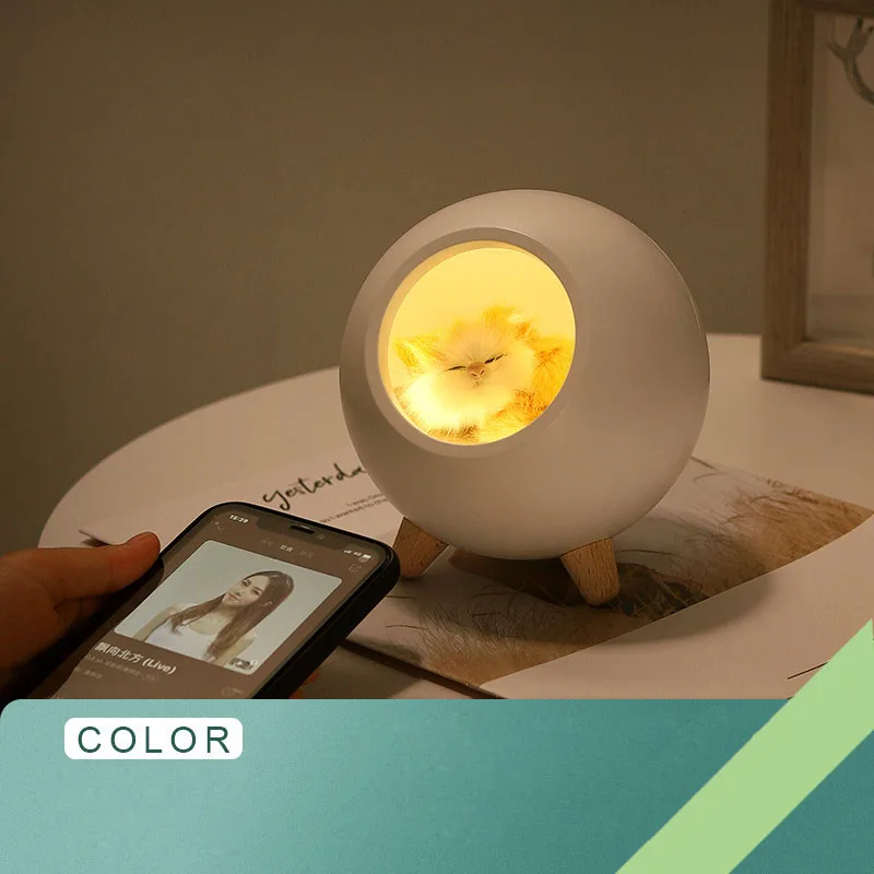 

Night Light Bluetooth Speaker 3D Surround Sound 2W HD Music Sound Quality HIFI Boutique Creative Gift Bedroom Kitty Apt-x AAC