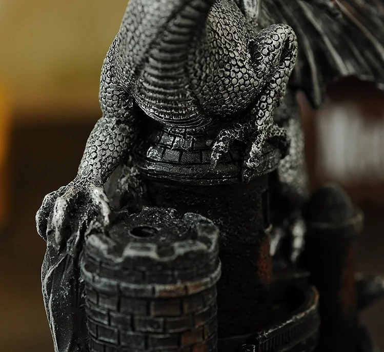 

Resin Dragon castle BackFlow Incense Burner Dragon Incense Holder Home Decor Aromatherapy Ornament + 10 Cones