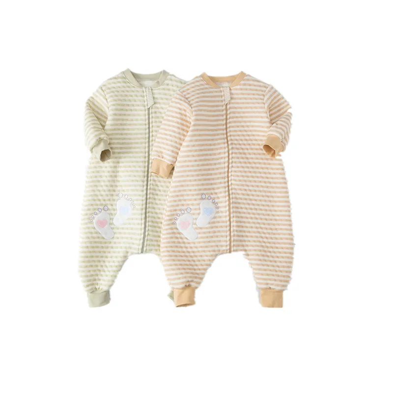 Натуральный окрашенный хлопок спальный мешок для малышей с длинными рукавами