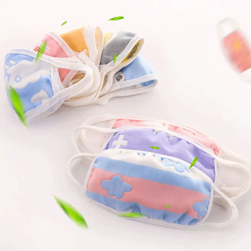 1 шт. детская маска для рта с принтом моющаяся хлопковая против пыли загрязнения