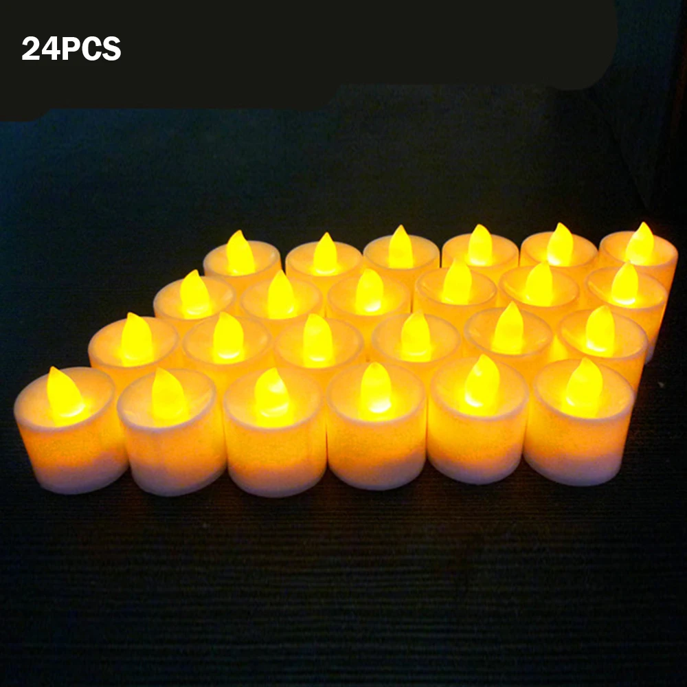 24 шт./компл. LED лампы в форме свечи светильник Батарея работает чай на новый год