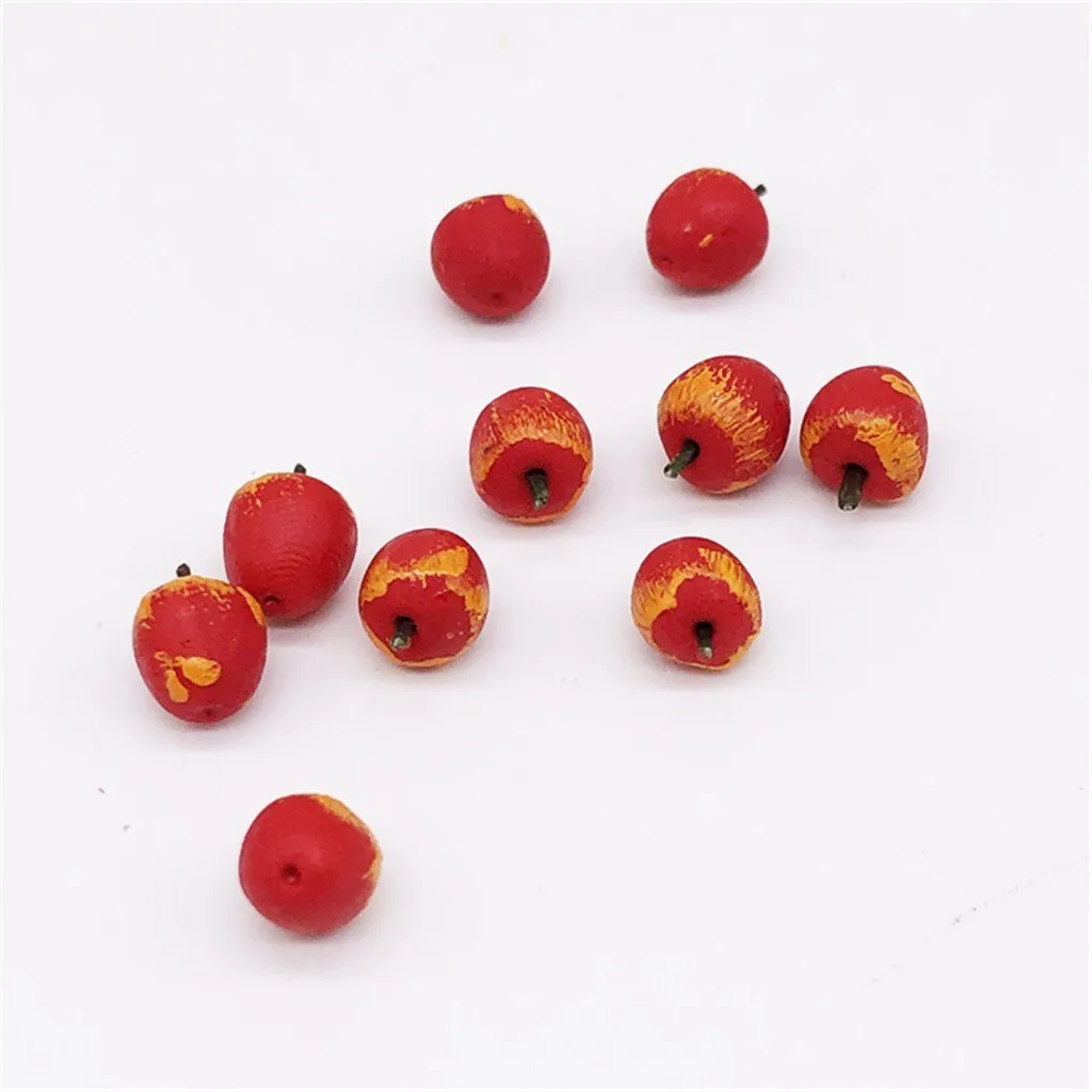 10 шт., детская симуляция, еда, кухонная игрушка 1:12 кукольный домик, миниатюрный фруктовый красный Яблоко, кухня, столовая модель, игра, обучающая игрушка