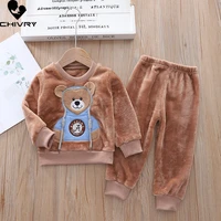 new 2021 kids flannel pajama sets boys girls autumn winter thicken warm home wear baby o neck long sleeve sleeping clothing sets