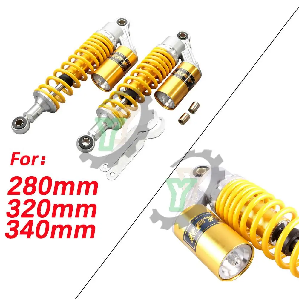 Universal Motorcycle Eye-Eye 280 320 340MM Pair Rear Air Shock Absorbers Suspension ATV Quad Scooter Kart Dirt Sport Bikes Motor