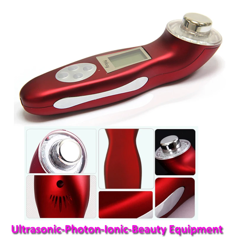 Kopen 3Mhz 3 Kleuren Ultra Sonic Facial Massager Galvanische Sonic Gezicht Led Photon Huidverzorging Ultrasound Massage Lichaam Beauty Spa Apparatuur