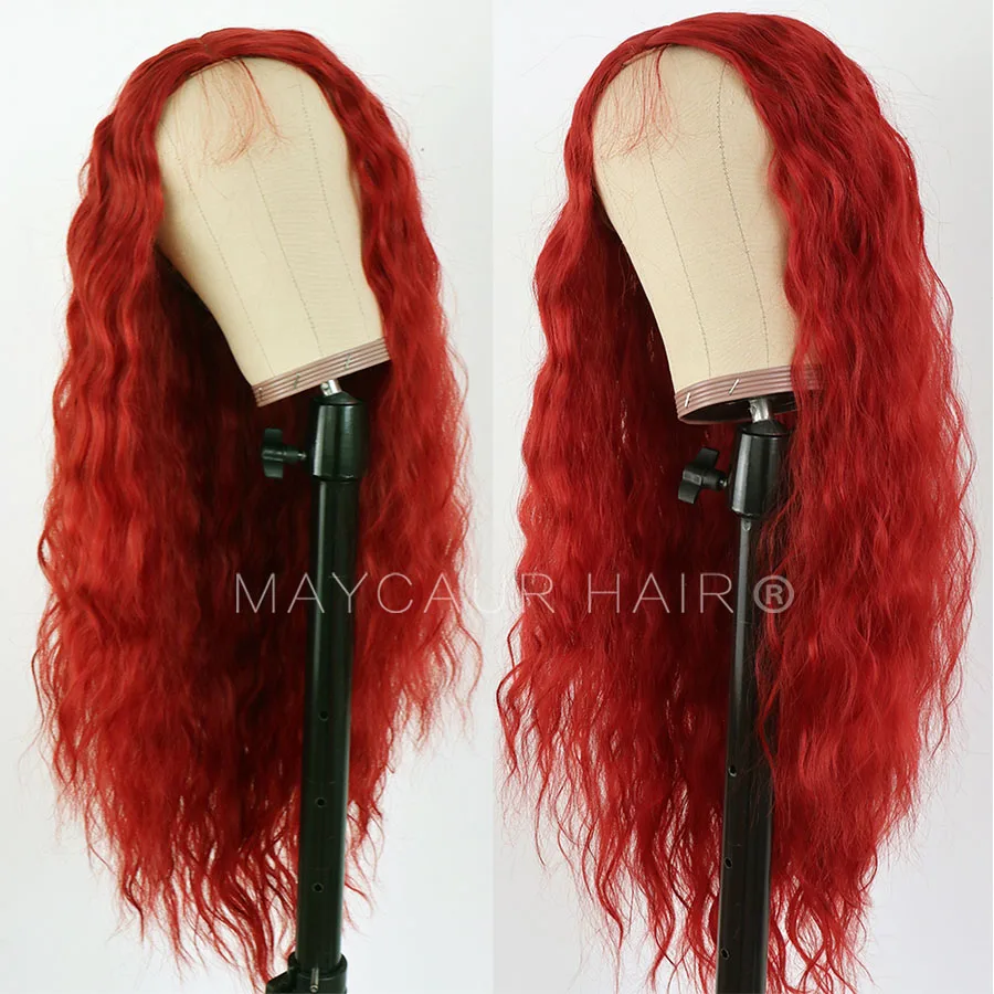 Волнистые Синтетические кружевные передние парики Maycaur # 30B жаростойкие