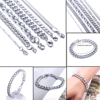 mens simple stainless steel curb cuban link o shaped 20cm chain bracelets for women unisex wrist jewelry gifts