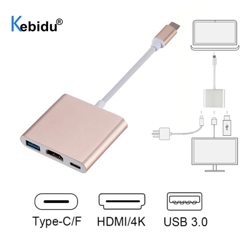 Kebidu USB 3 0 Тип C до 4K адаптер конвертер HDMI подходит для мужчин и женщин Hub Macbook Air - Фото №1