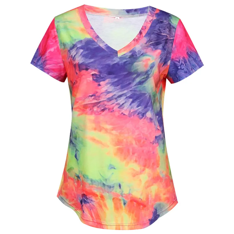 

Summer Women Tie-dye T-Shirts Short Sleeve Plus Size XXL Tops Fashion Casual 2020 Women Streetwear Ladies Gradient Printed Tops