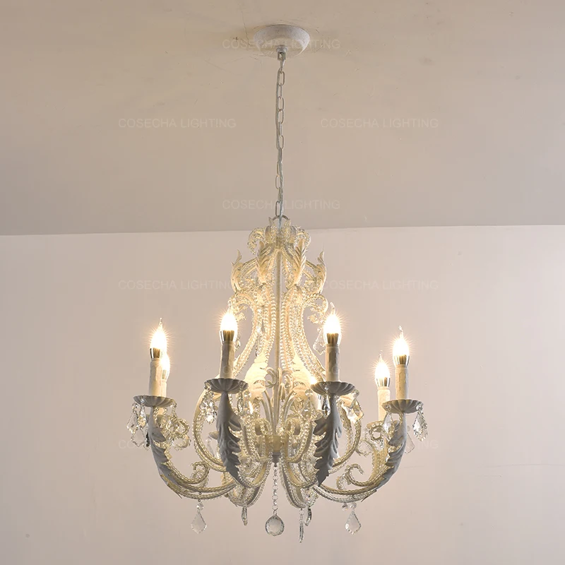 Люстра для спальни девочек подвесной светильник с розовыми кристаллами