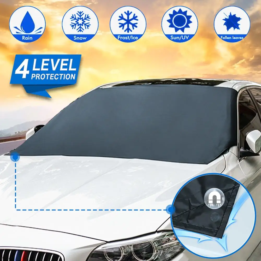 

210cmx125cm Magnetic Edges Car Windshield Snow Cover Frost Guard Protector Car Sun Shade Cover Waterproof Windshield Protector