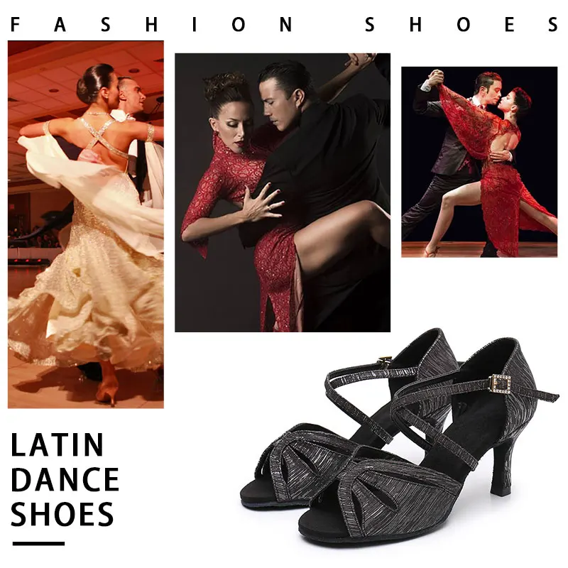 SWDZM Latin Dance Shoes Women Ballroom High Heeled Salsa Samba Dancing Shoes Girls Ladies Indoor Soft Bottom Party Sandals