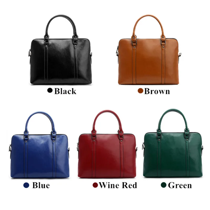 new genuine leather briefcase for woman laptop computer bag womens handbags office ladies shoulder messenger bags bolso hombre free global shipping
