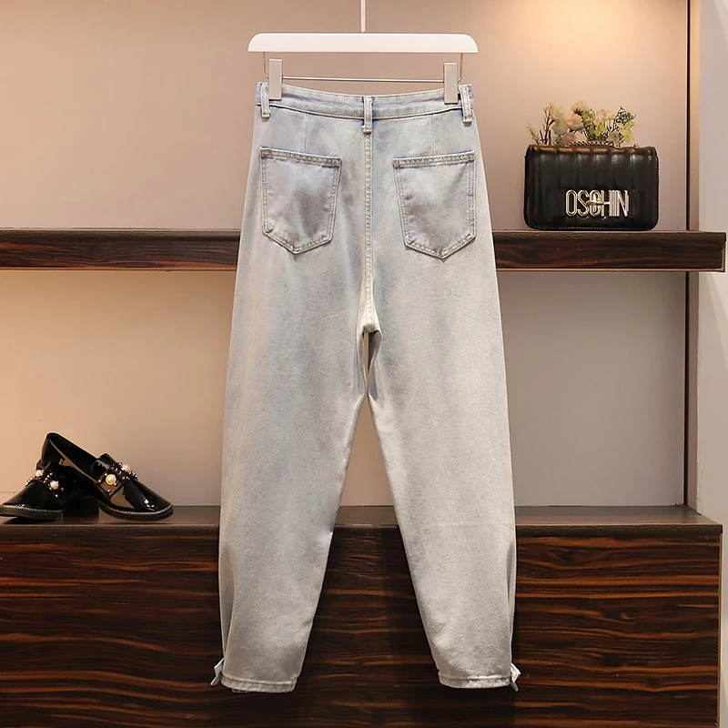 Женские джинсовые шаровары LIBERJOG синие свободные широкие брюки со средней Талией