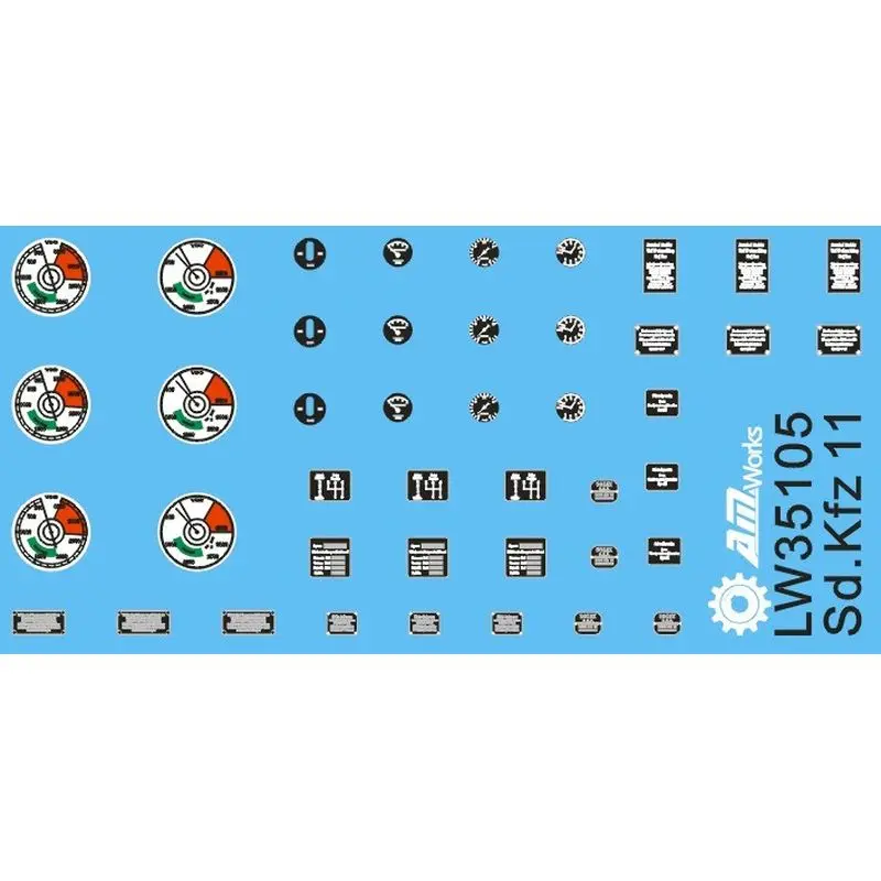 

Автомобильные циферблаты и плакаты AM-WORKS LW35105 1/35 Sd.Kfz. Набор из 11 деталей