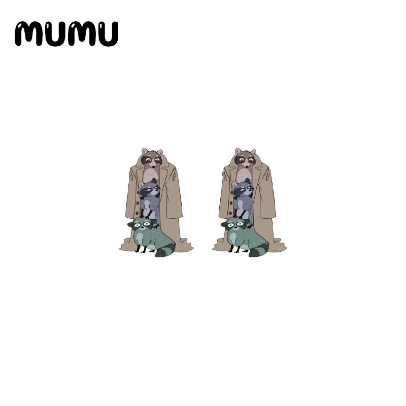 Серьги-гвоздики в виде енота женские милые акриловые украшения эпоксидные