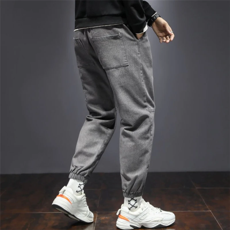 Джинсы шаровары мужские свободного покроя модные брюки из денима с карманами