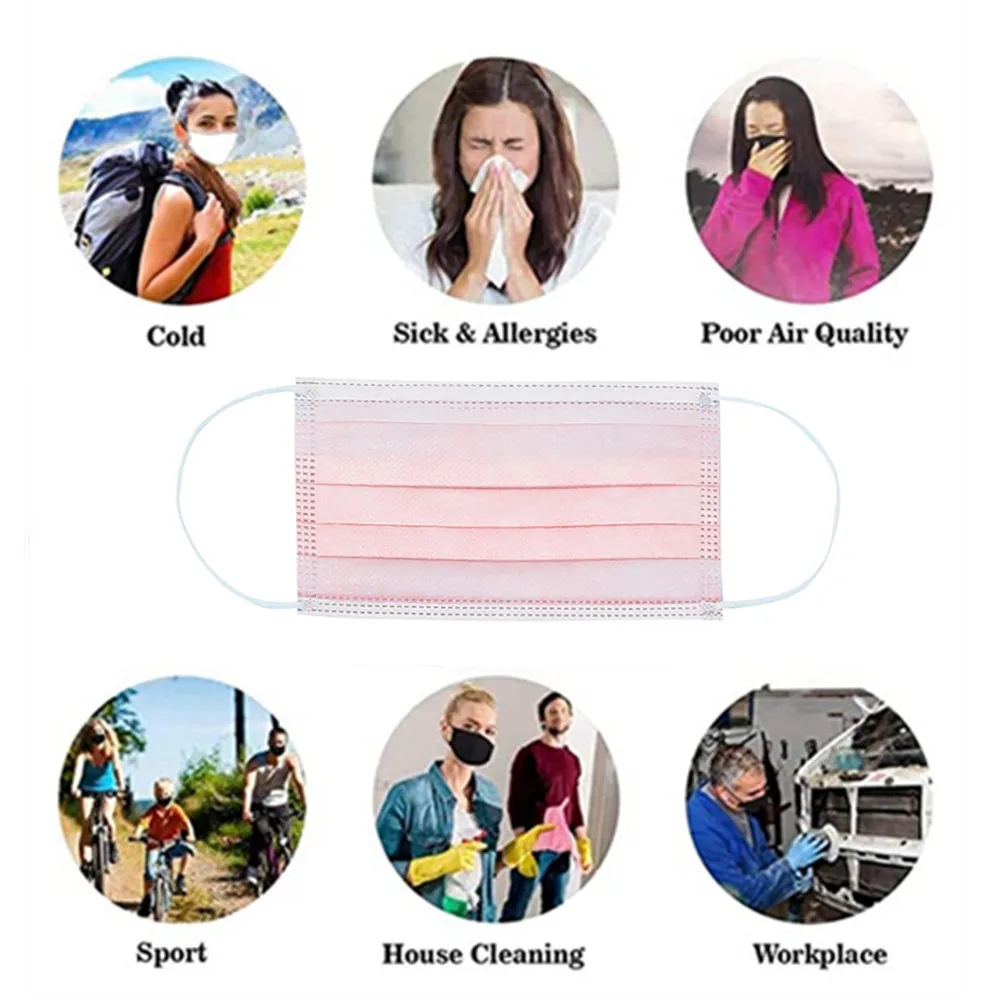 

NEW 5 Color Mask Blue Pink mascarilla Face Mouth Mask 3 Layer Filter Non-woven Anti-Dust Earloop Mask Adult masque de protection