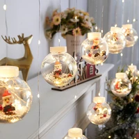new led copper wire curtain string light ball santa claus christmas tree snowman home wedding christmas new year 2022 decoration