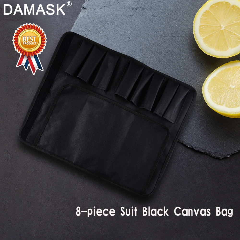 DAMASK 8 шт. сумка для кухонных ножей прочная черная Холщовая Сумка с карманами