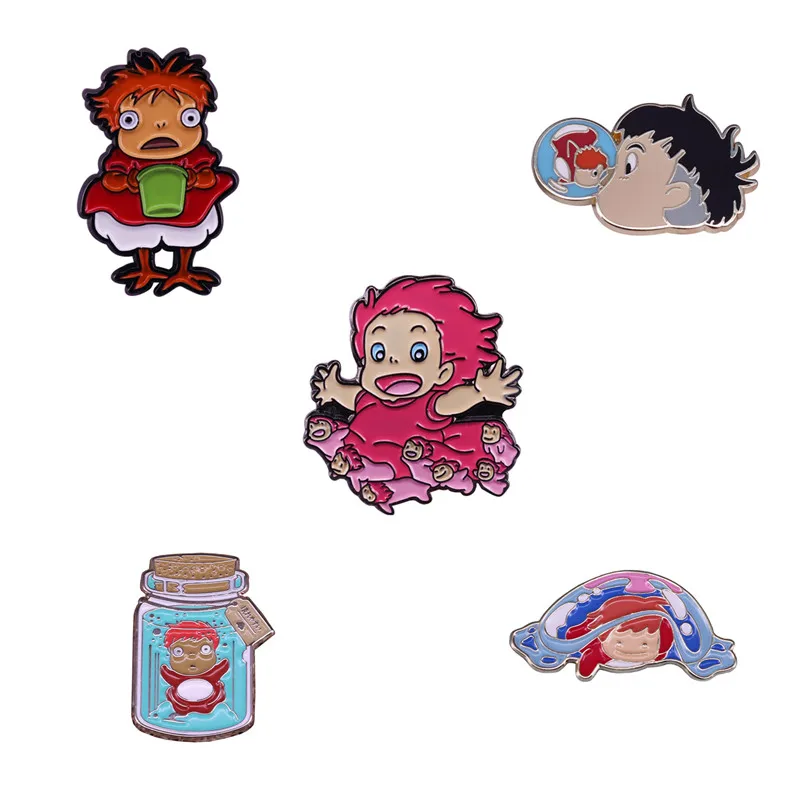 

Фигурка понё на скале по морю из аниме, превосходное качество, металлическая брошь Sousky Ponyo, детские игрушки, украшение для дома