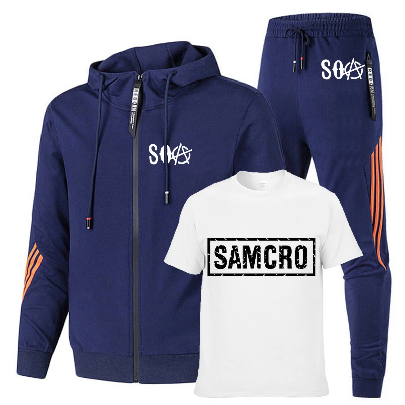 

Мужская хлопковая куртка + свитер + брюки, с принтом сынов анархий SAMCRO