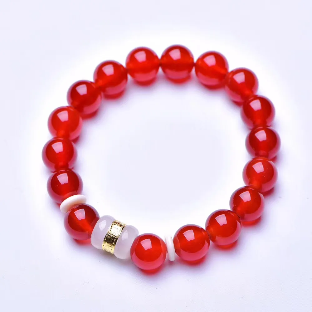 Браслет из натурального кварца с красным кристаллом 10 мм 1 шт.|Камни| |