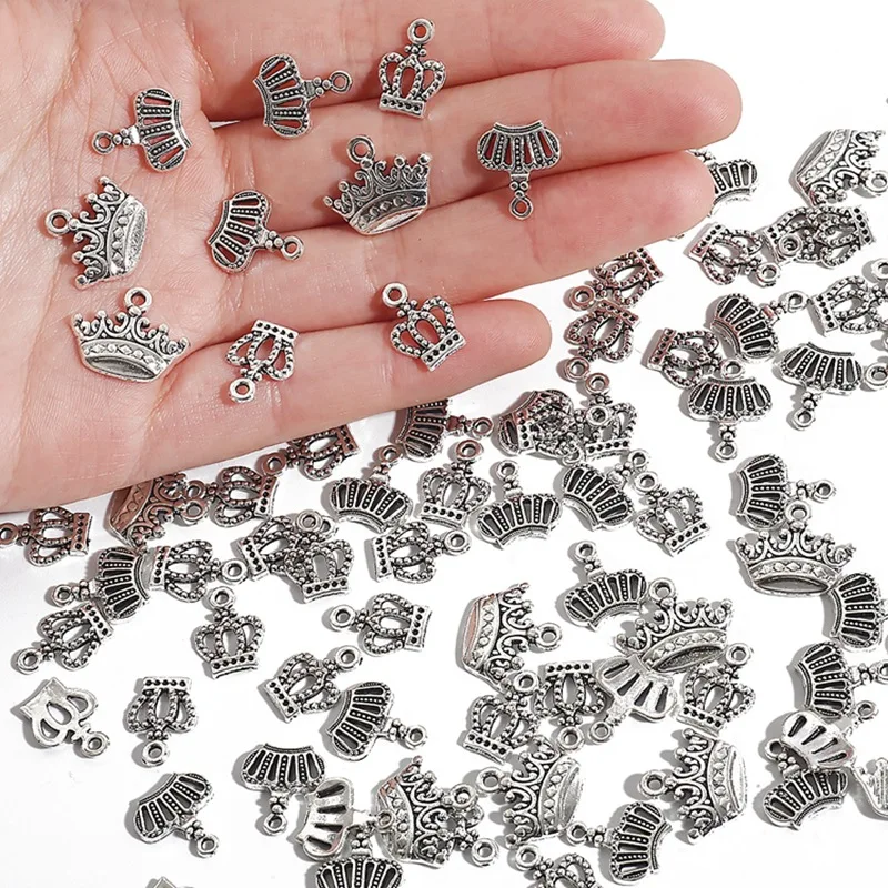 

20pcs DIY Jewelry Accessories Vintage Silver Color Alloy Birdcage Queen Crown Charms Pendant Bracelet Necklace Findings Making
