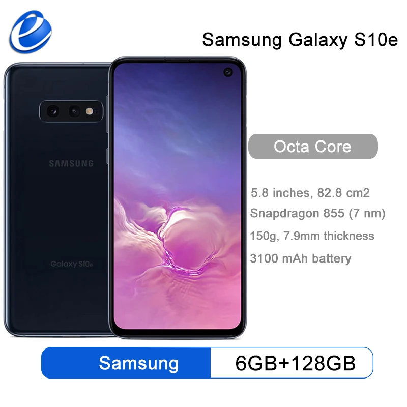 

Samsung Galaxy S10e G970U Original LTE Android Mobile Phone Snapdragon 855 Octa Core 5.8" 16MP&12MP 6GB RAM 128GB ROM NFC