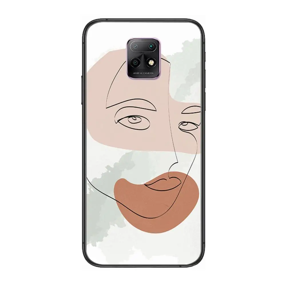 

Simple line art drawing Phone Case For XiaoMi Redmi 10X 9 8 7 6 5 A Pro S2 K20 T 5G Y1 Anime Black Cover Silicone Back Pretty