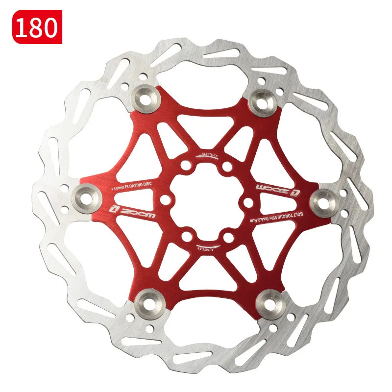 red 180mm Zoom велосипедный Дисковый Тормоз MTB тормозной поплавок плавающие дисковые роторы 160 мм 180 мм 203 мм гидравлические тормозные колодки поплавок роторы запчасти для велосипеда - Цвет: red 180mm