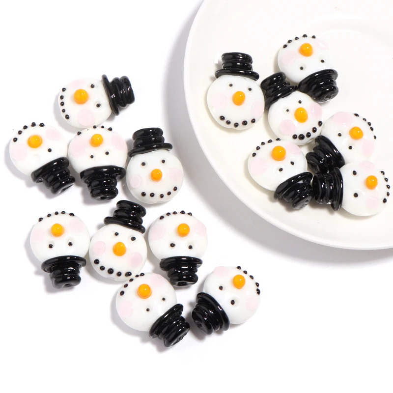 

5Pcs/Lot 26mm Christmas Snowman Handmade Smiling Face Beads Cute Pendant Accessories DIY Jewelry Making