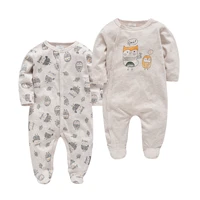 new born baby boys and girls clothes set organic cotton baby jumpsuit long sleeve romper cute infant one piece onesie bib hats