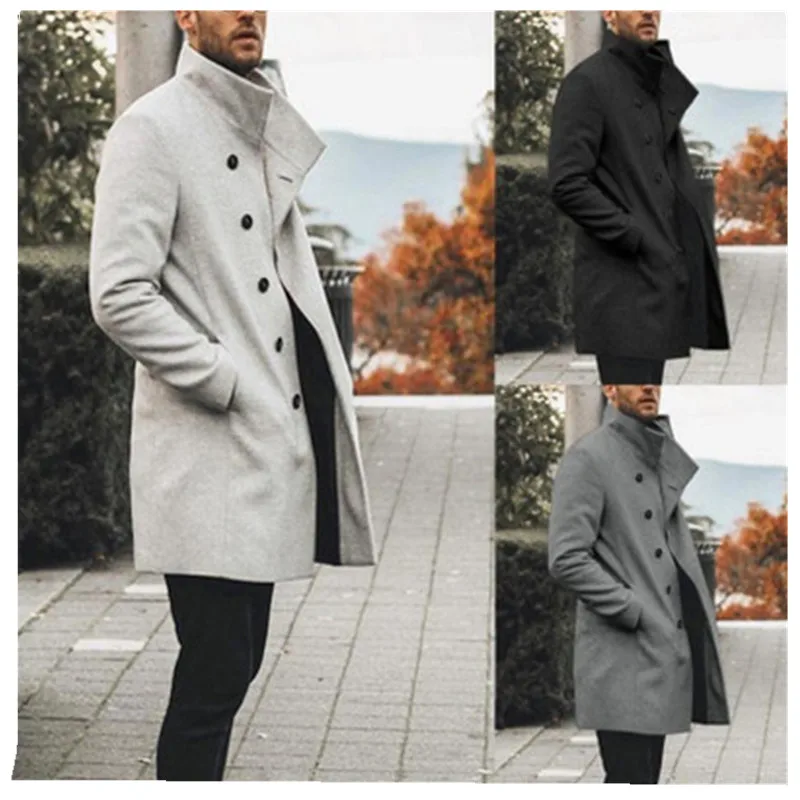 

Пальто мужское шерстяное в стиле хип-хоп, на осень/зиму, 2021